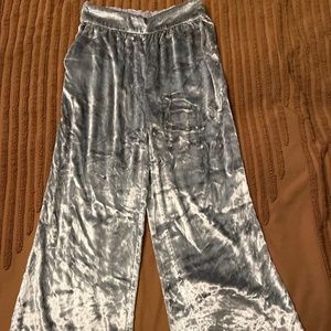 Silver  velvet wide leg pants